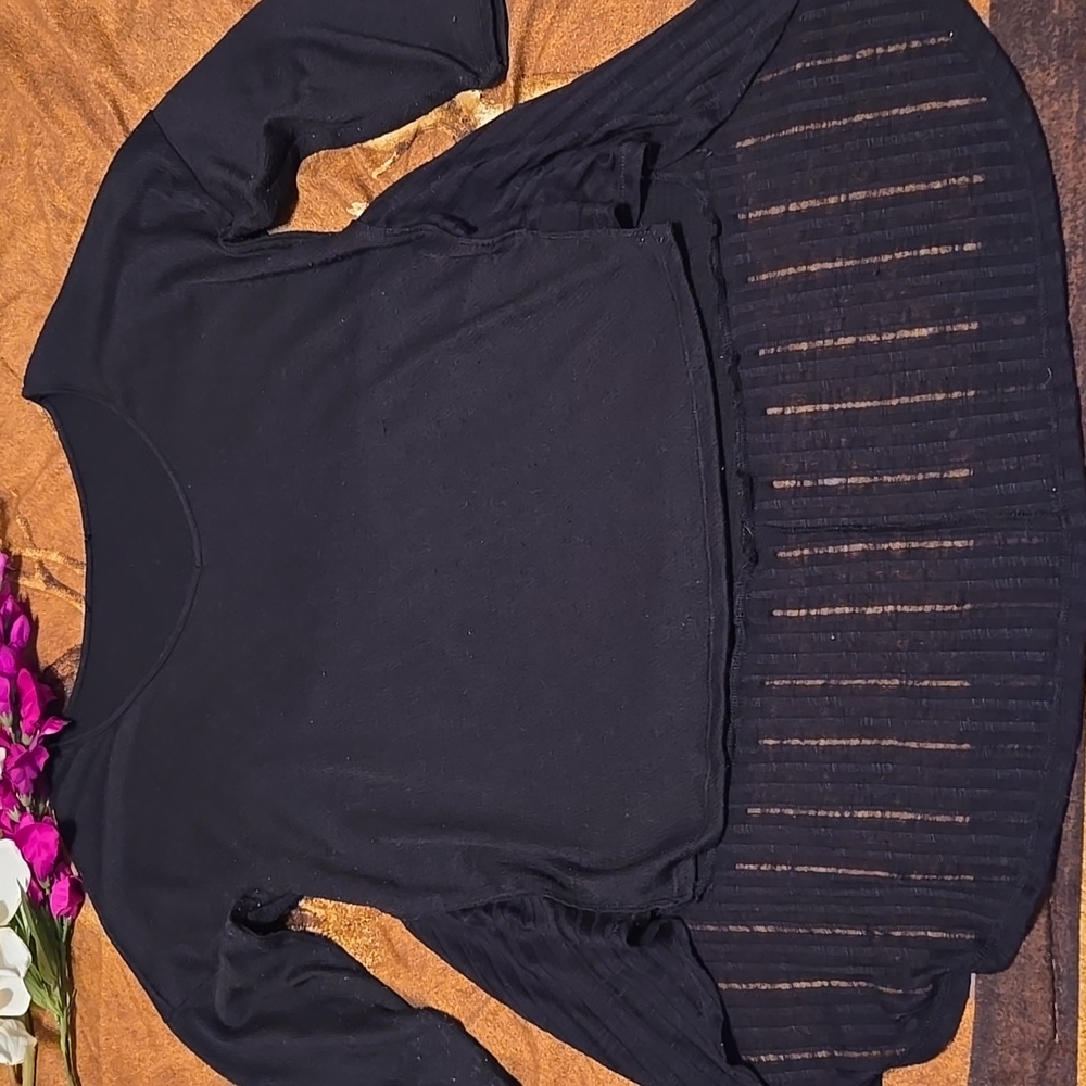 Black Half Sleeve High Low Top